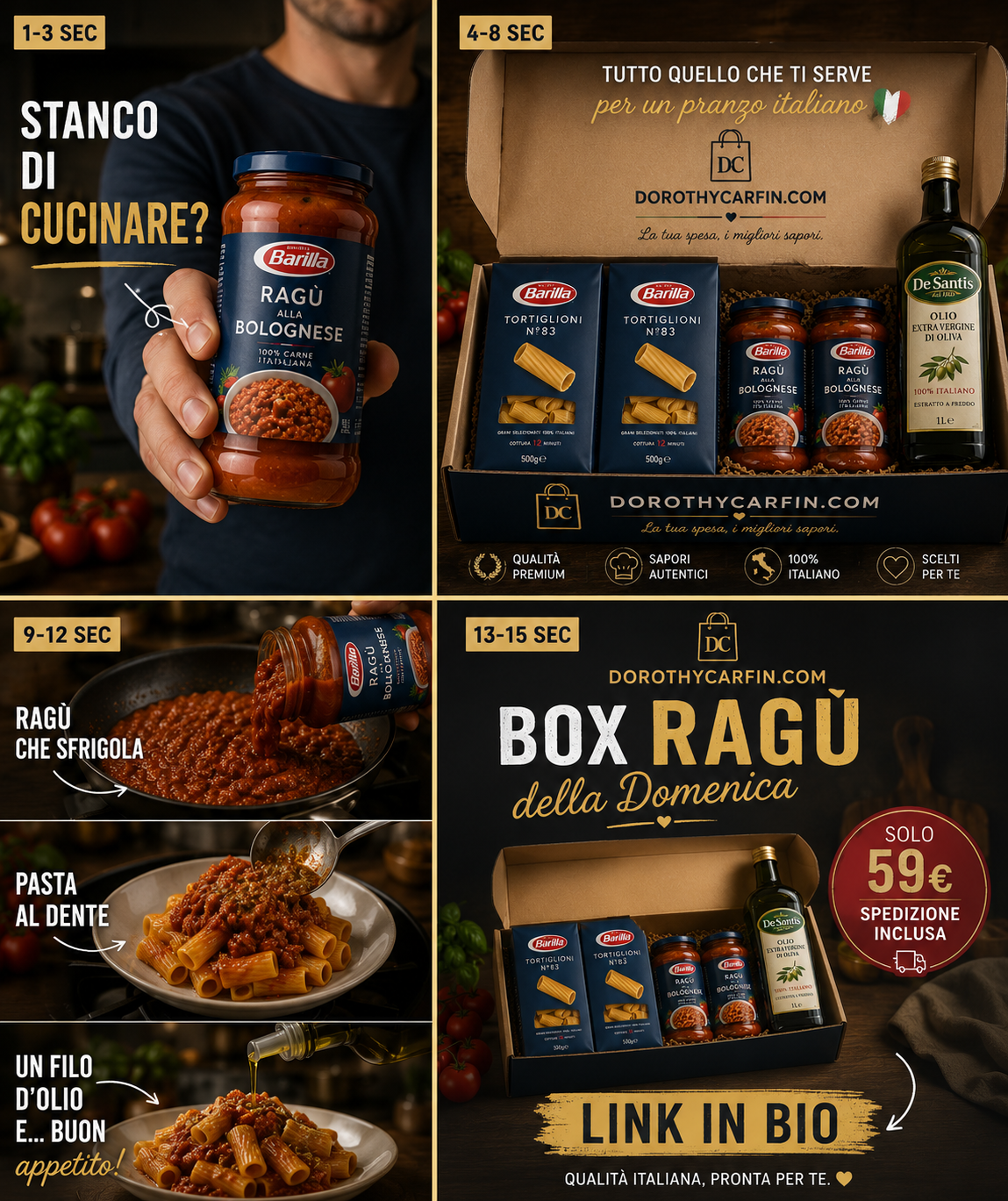 box cena italiano per 4 persone