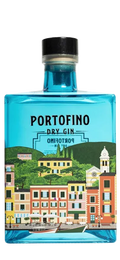 Portofino Dry Gin 0.50 l - bottiglia blu con illustrazione di Portofino