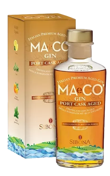Gin MAeCO' Port Cask Aged 0.50 l - Distilleria Sibona con confezione